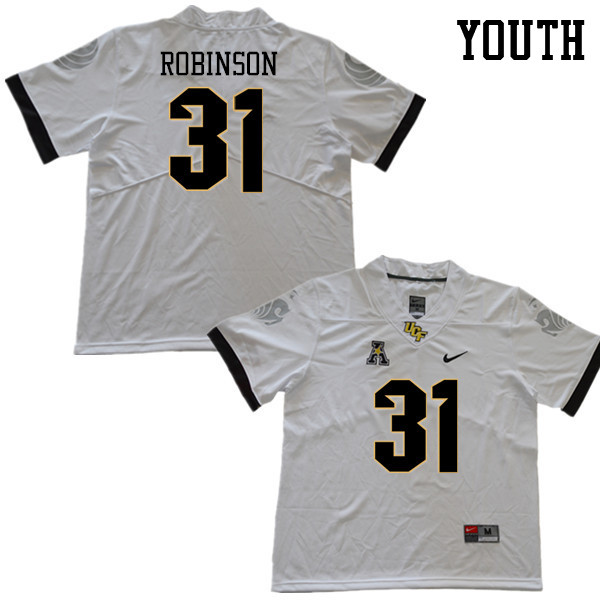 Youth #31 Aaron Robinson UCF Knights College Football Jerseys Sale-White - Click Image to Close